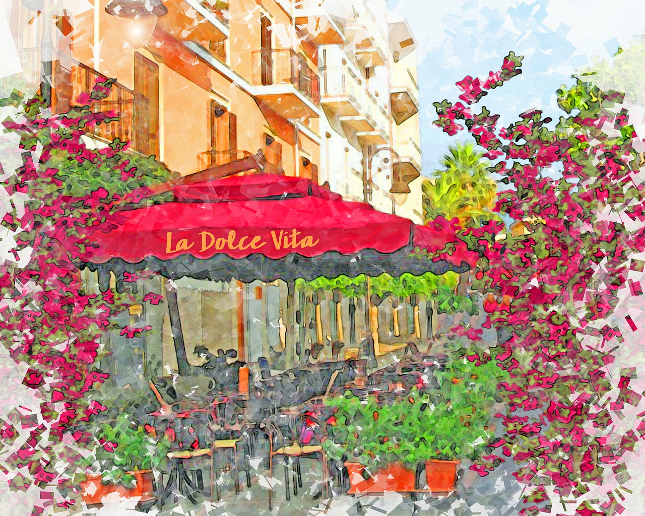 italian restaurant  italy  watercolor free photo