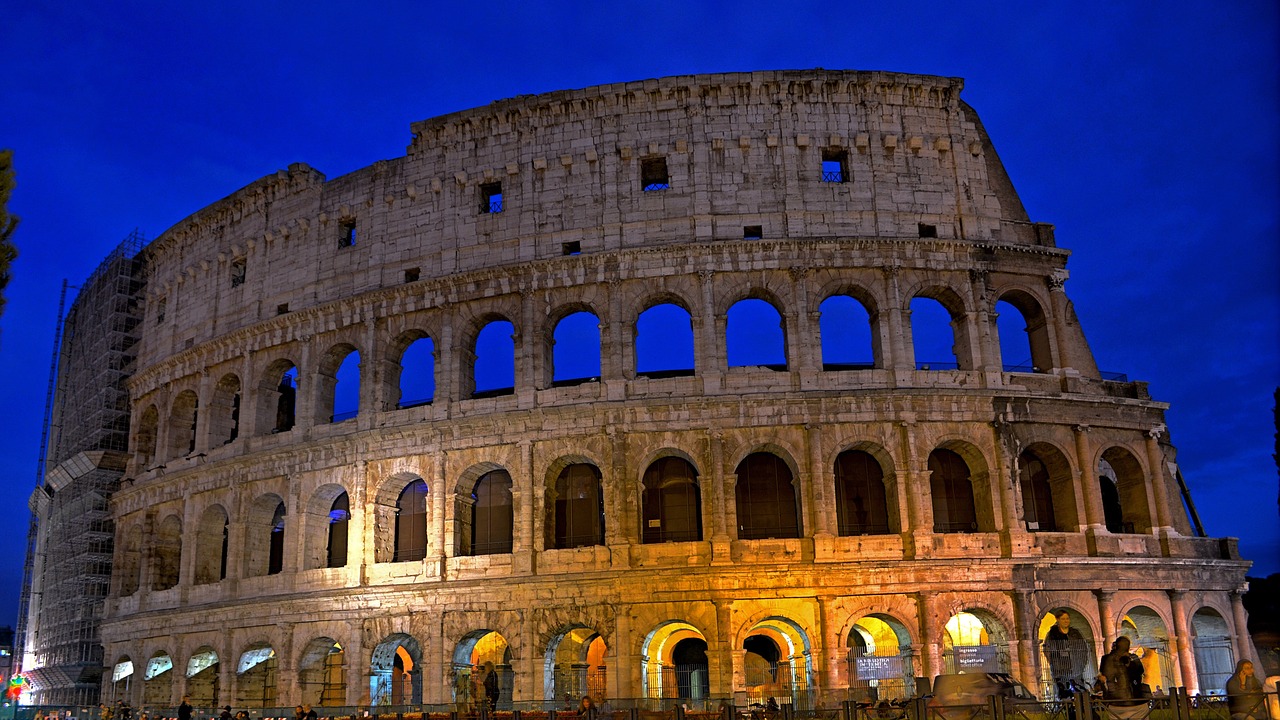 italy rome colosseum at night free photo