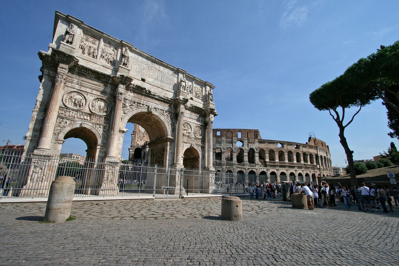 italy rome bow and coliseum constantin free photo