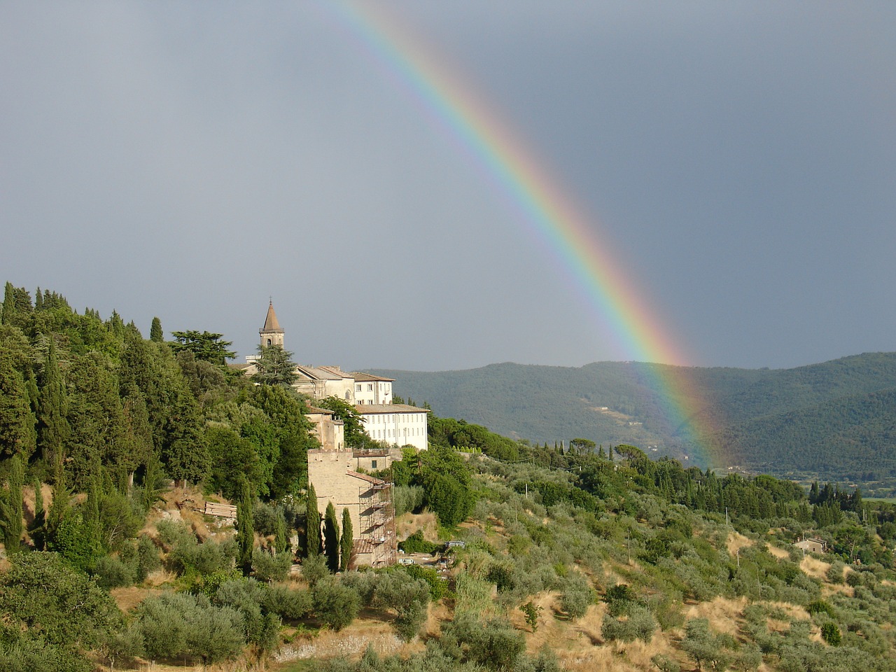 italy castle rainbow free photo