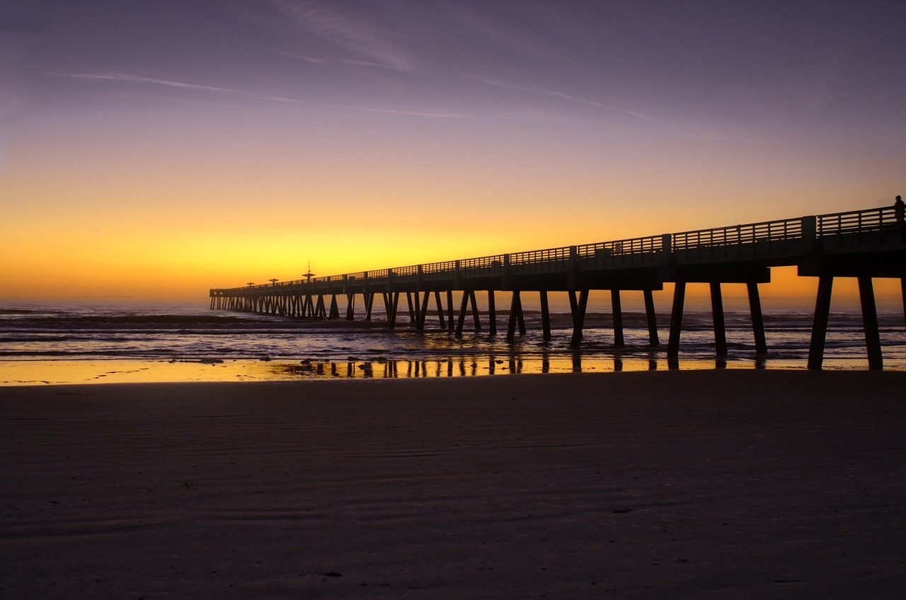 beach pier susnet free photo