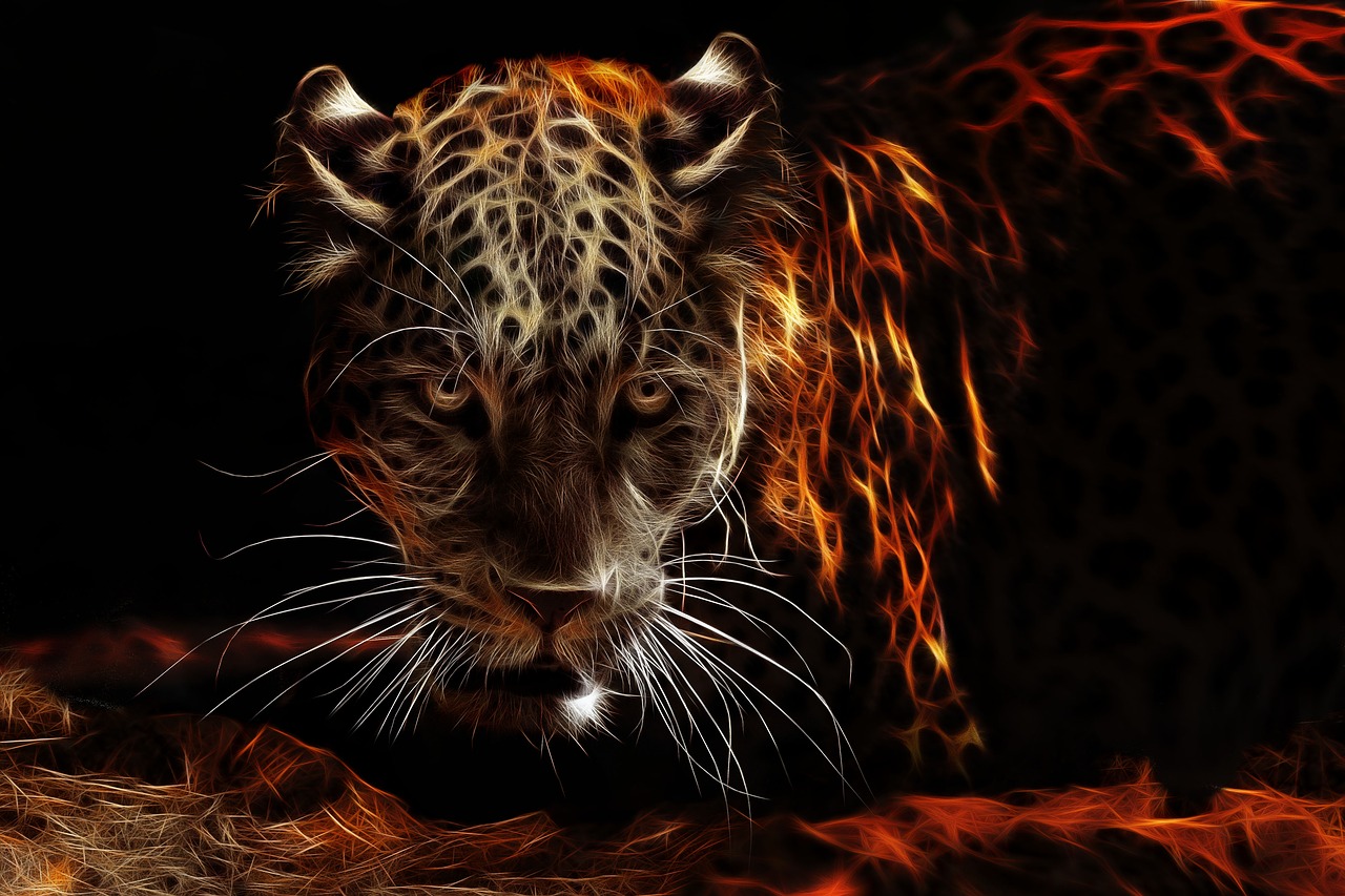 jaguar  fractalius  fiery free photo