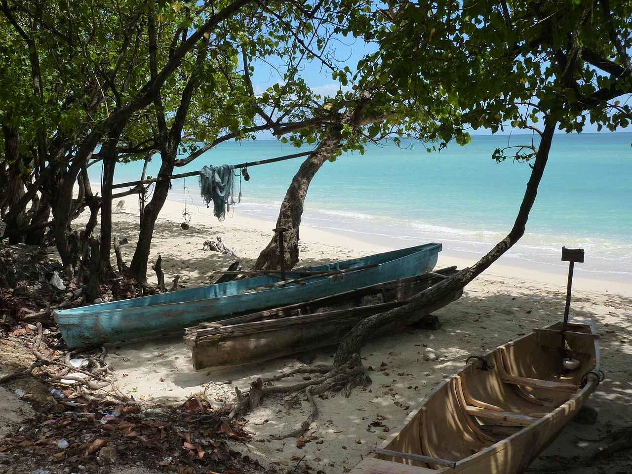 jamaica beach boats free photo
