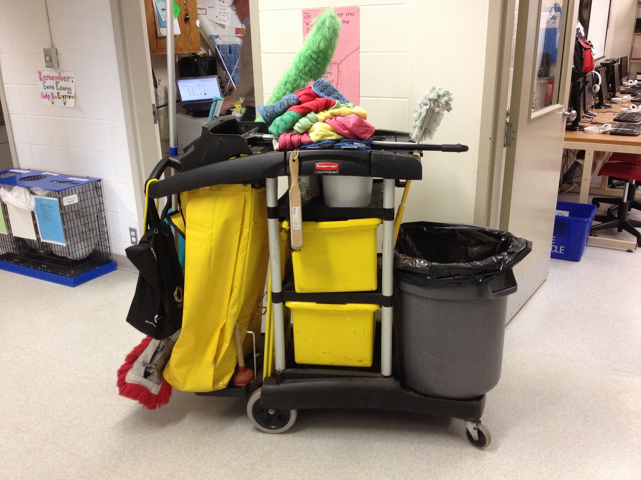 janitor cart cleaning free photo