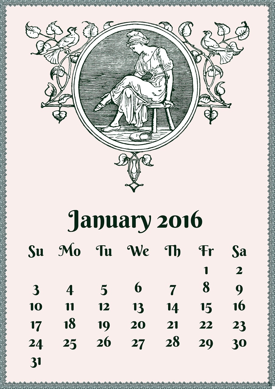 january calendar vintage free photo