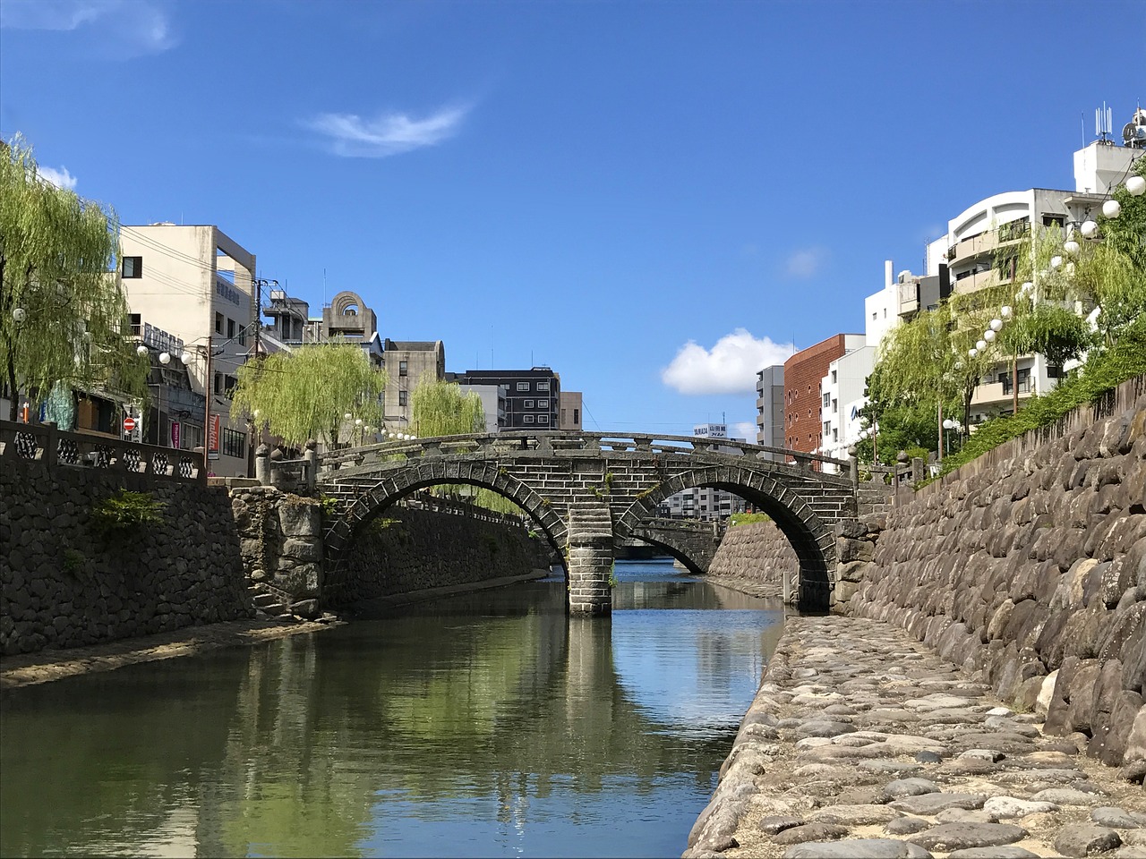 japan nagasaki megane bridge free photo