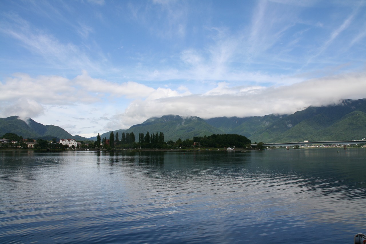 japan beautiful lake clouds free photo