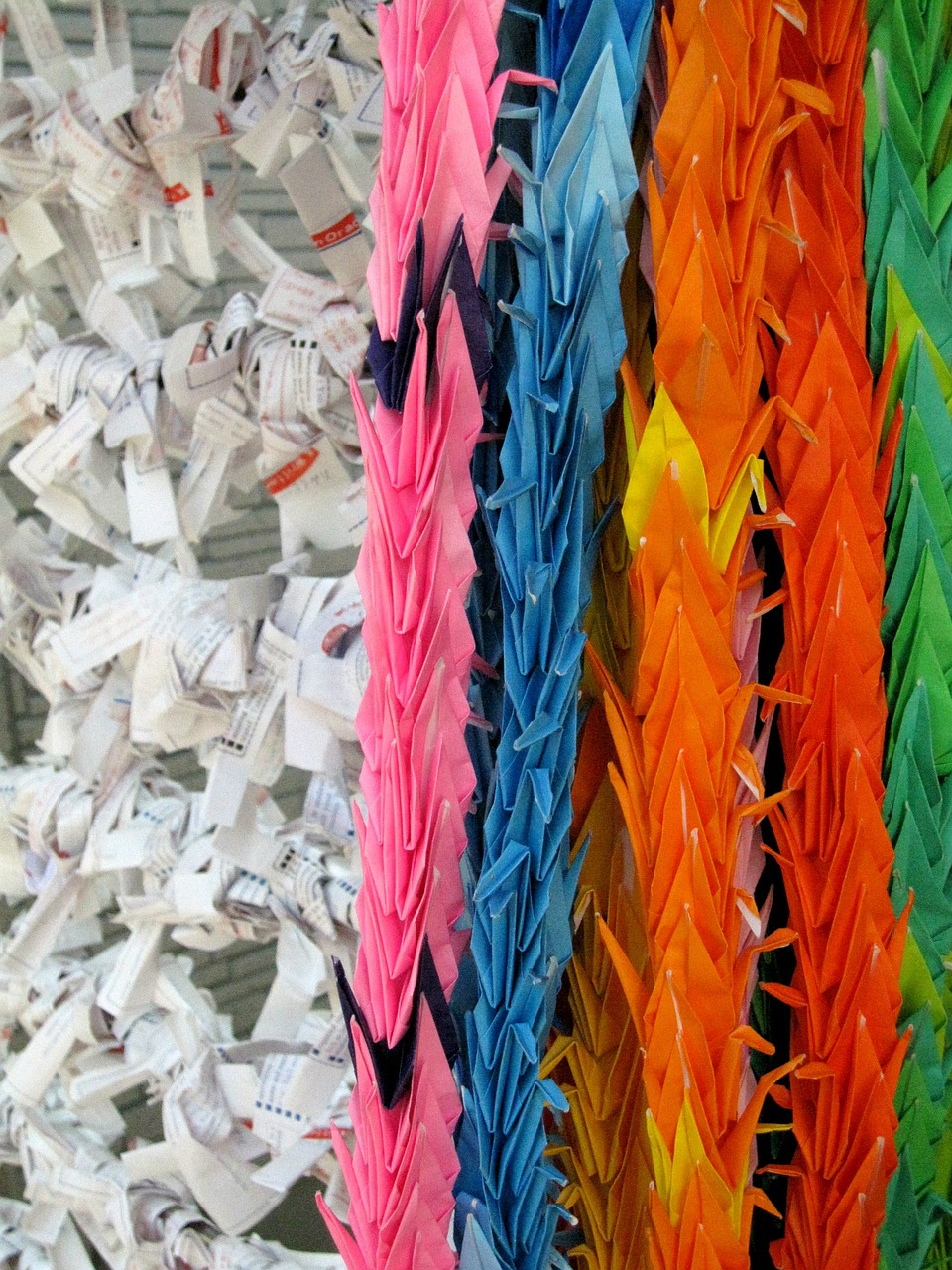 japan thousand origami cranes check paper free photo