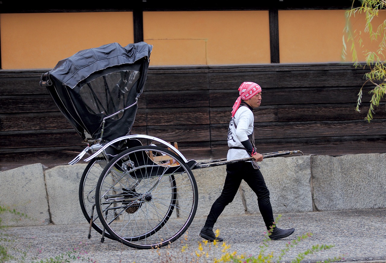 japan  kurashiki  rickshaw free photo