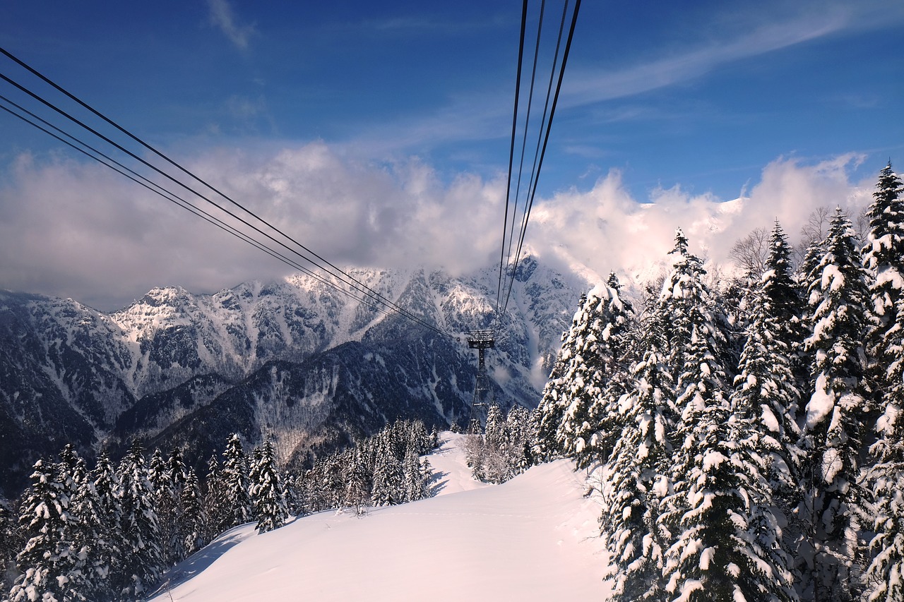 japan alps cable car snow free photo