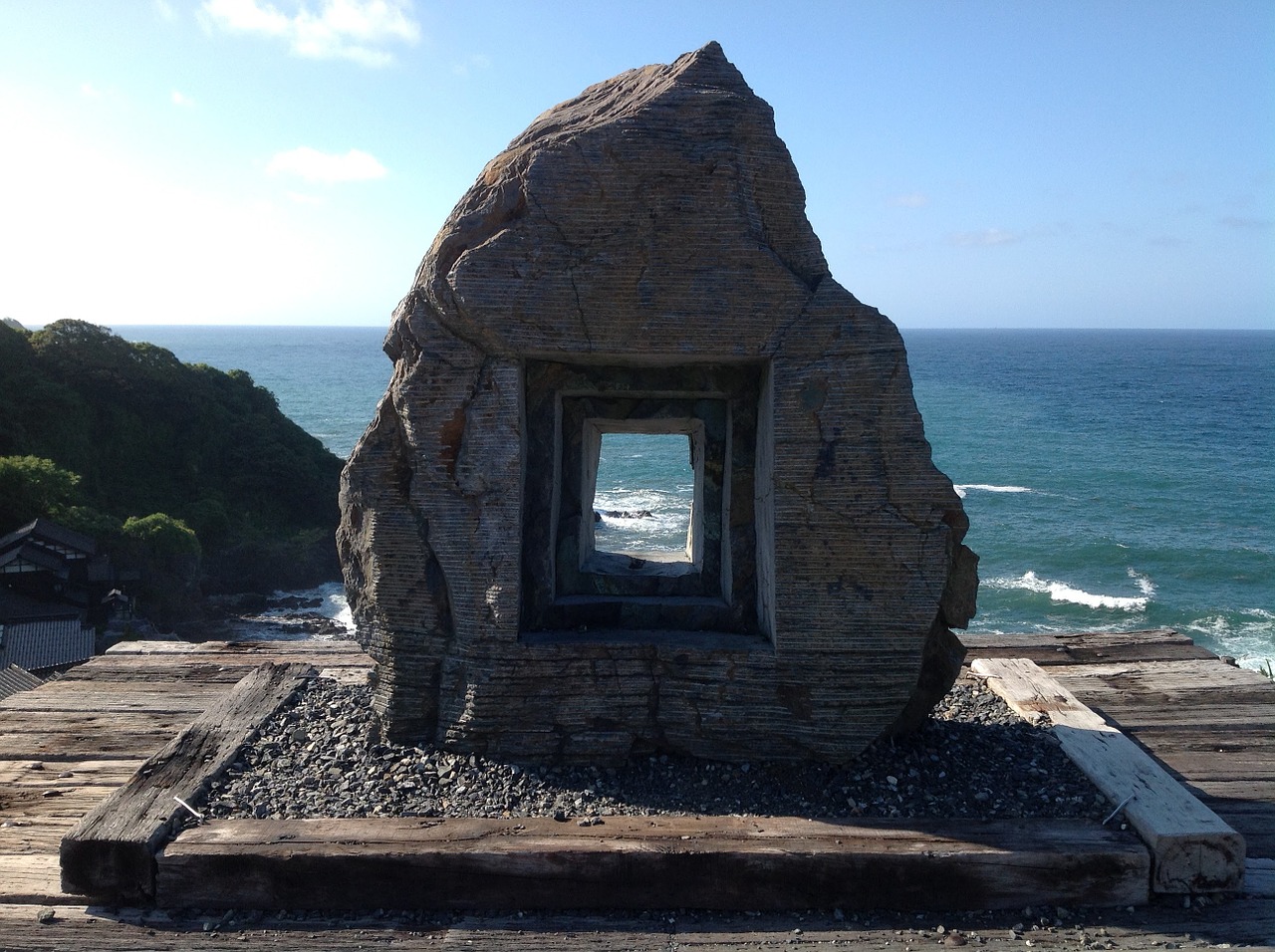 japan sea modern sculpture landscape free photo