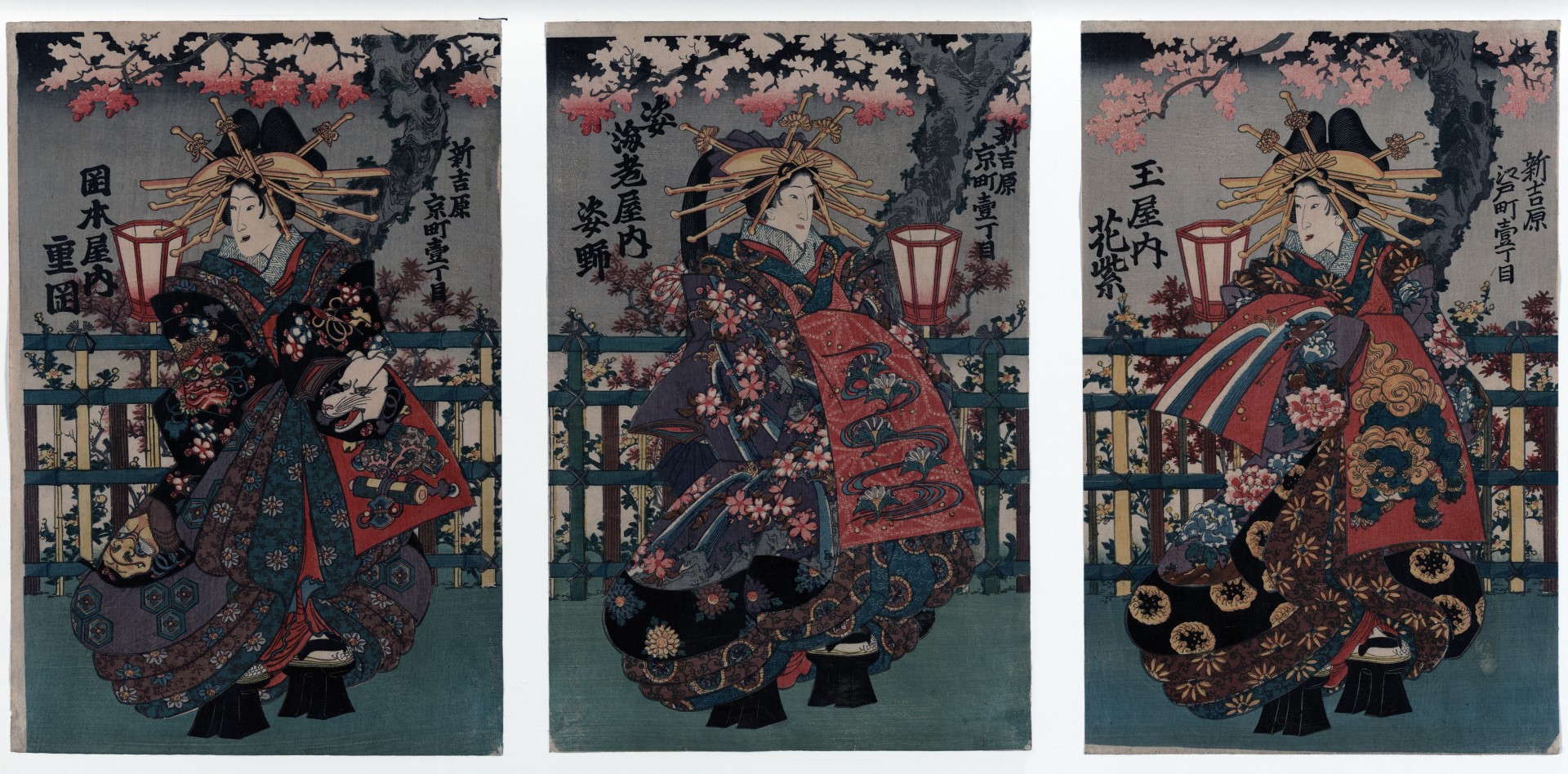 japanese courtesan triptych free photo