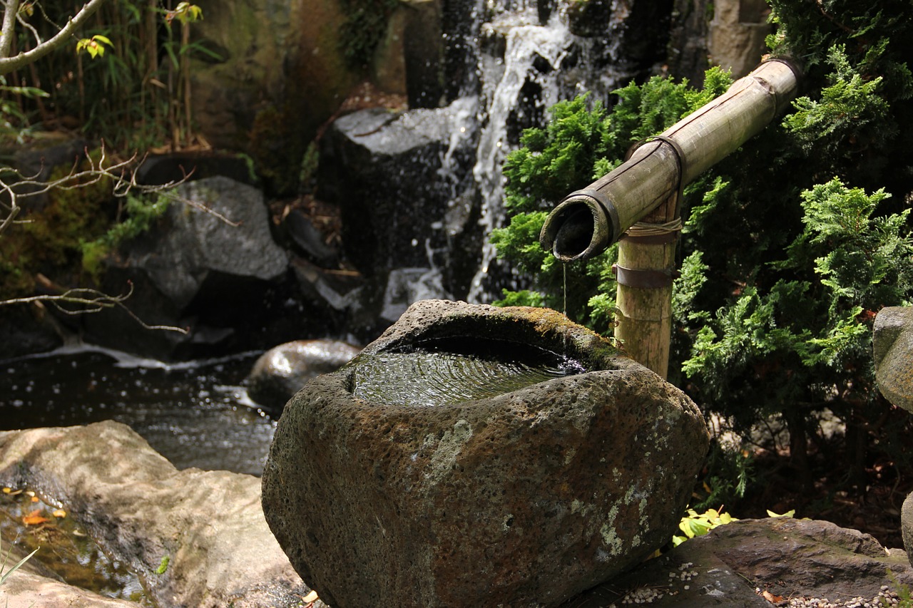 japanese garden water feature timelessness free photo