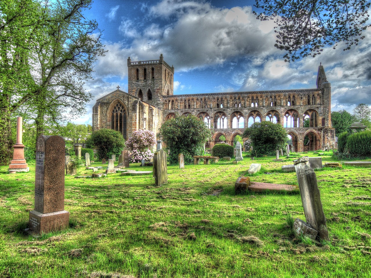 jedburgh abbey cemetery landscape free photo