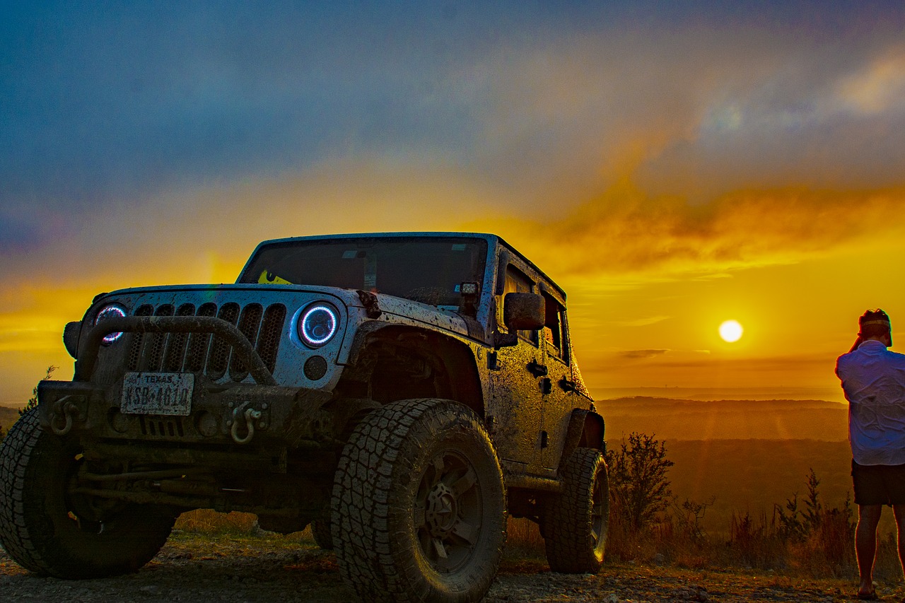 jeep  outdoors  sunset free photo