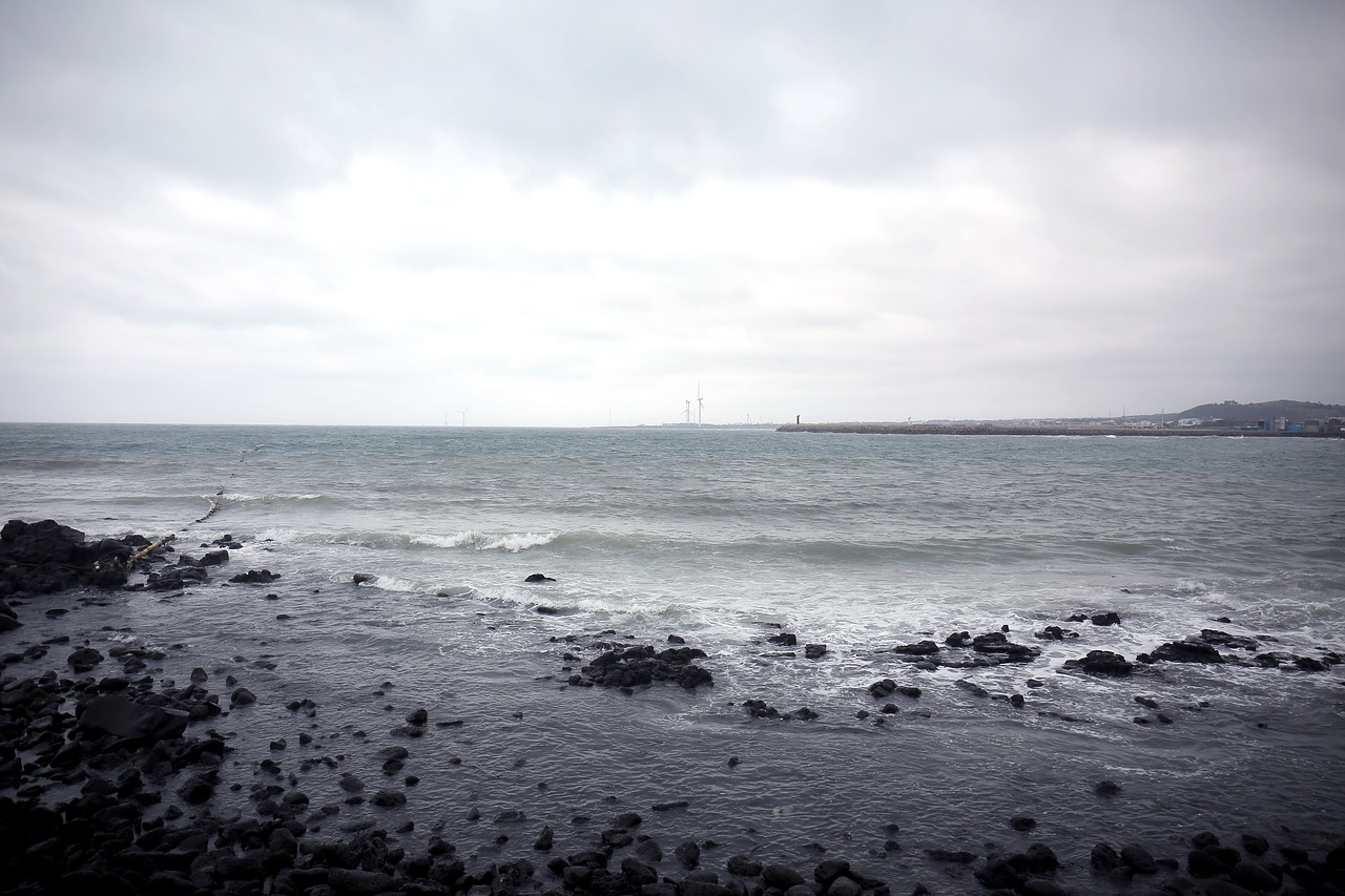 jeju coastal road jeju island waves free photo