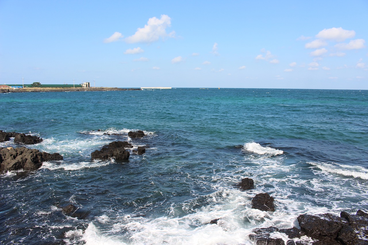 jeju island waves sea free photo