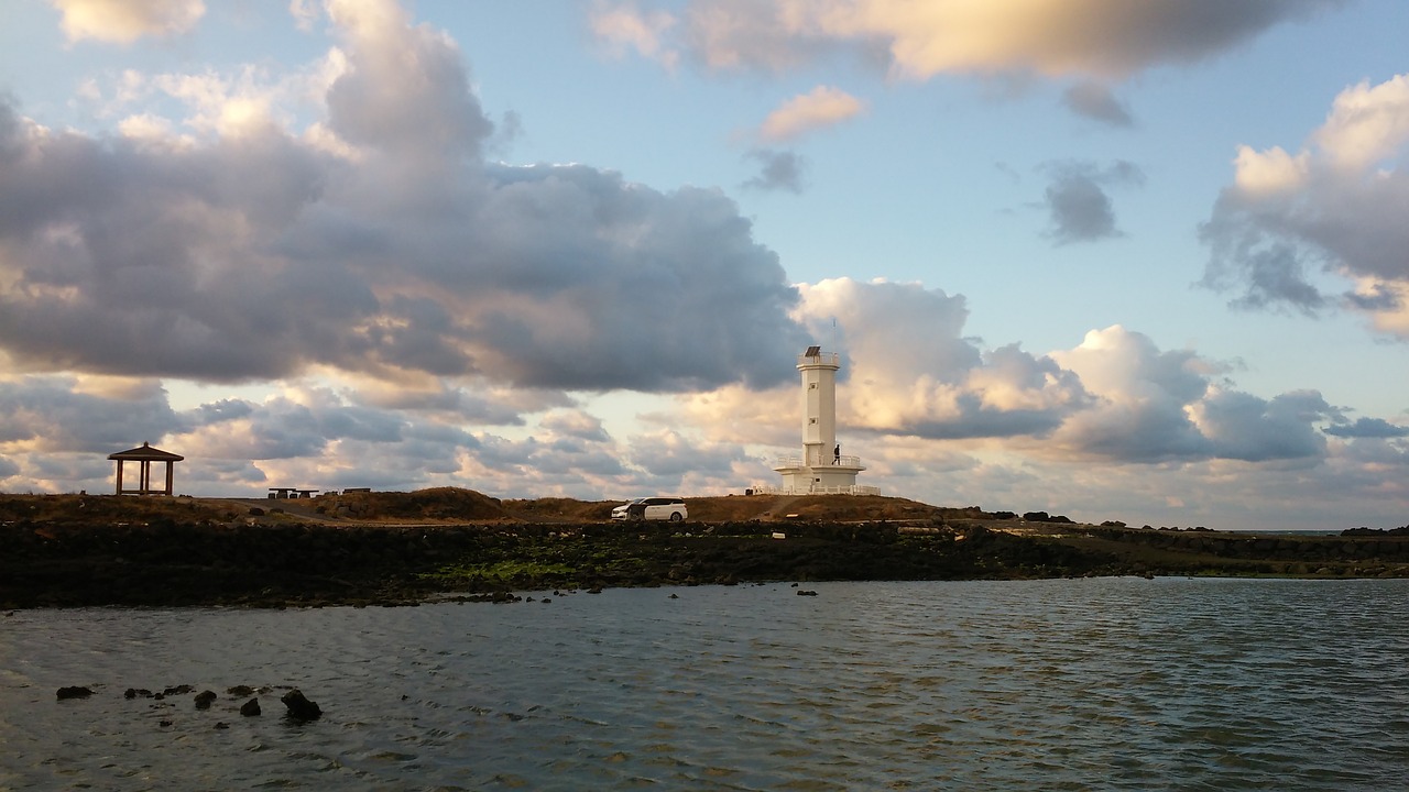 jeju island lighthouse jeju sea free photo