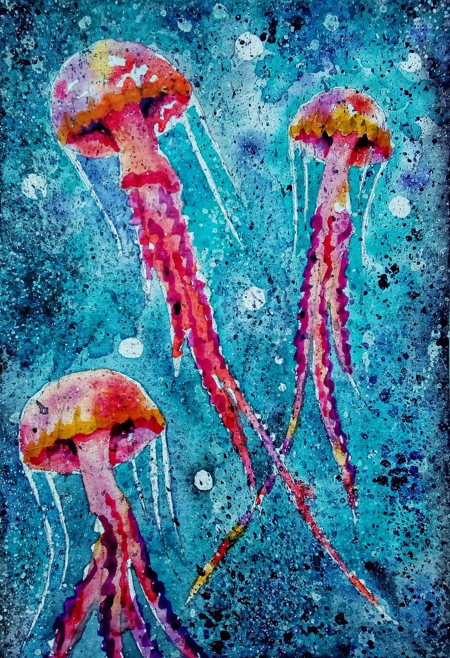 jellyfish  figure  painting free photo
