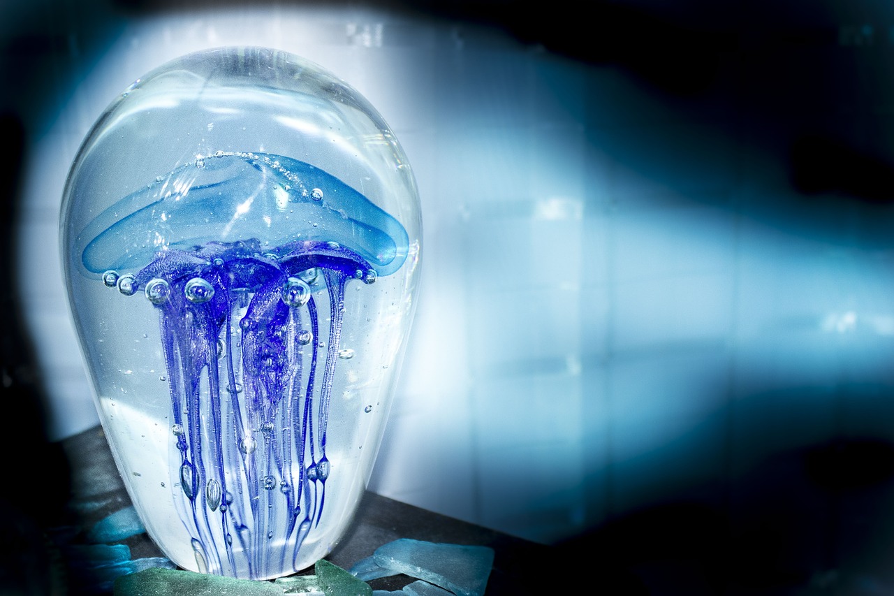 jellyfish blue glass free photo