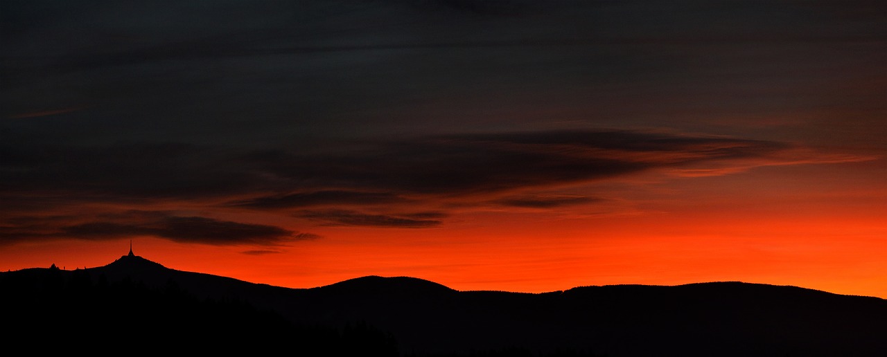 ještěd sunset panorama free photo