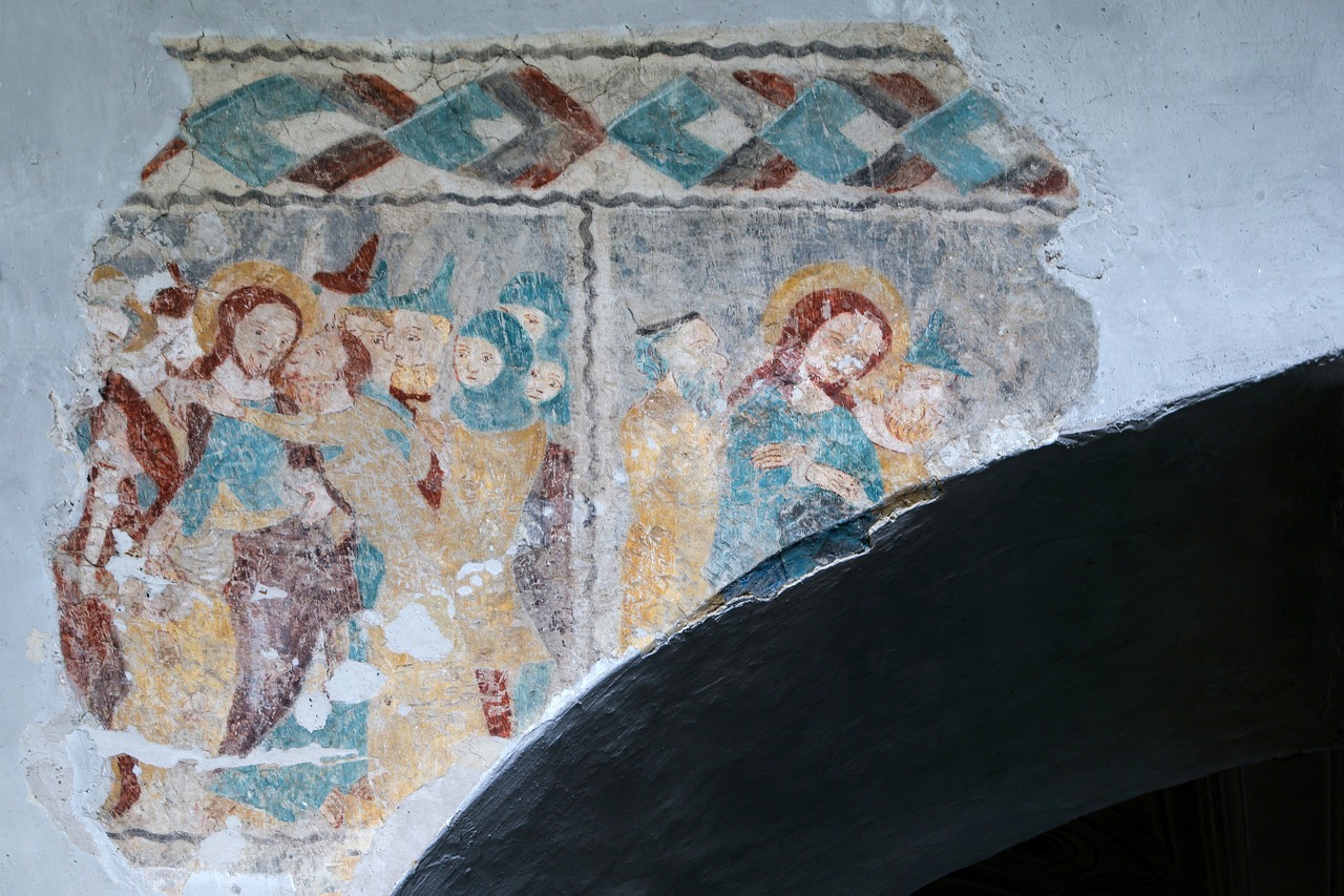 jesus fresco mural free photo