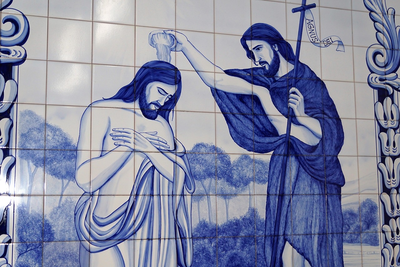 jesus baptism tile free photo