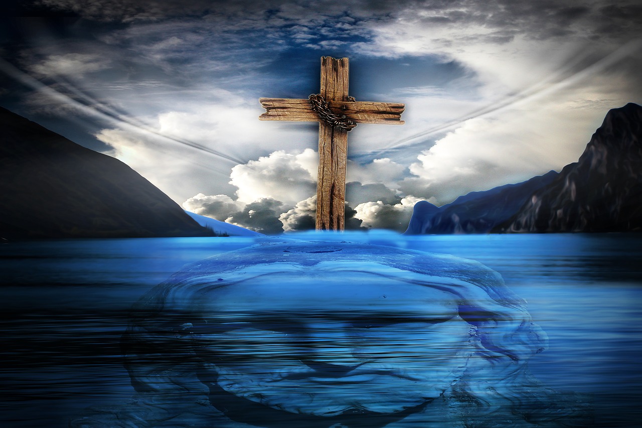 jesus cross water free photo