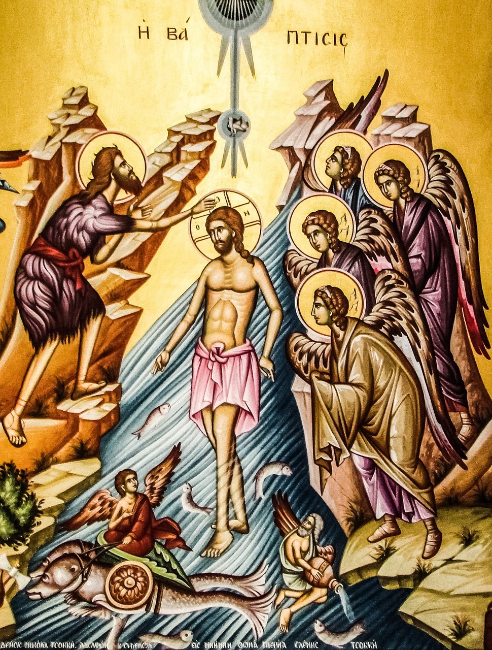 jesus christ baptism iconography free photo