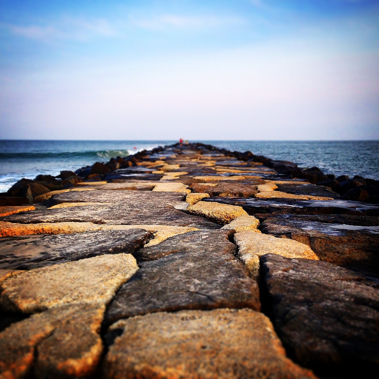 jetty water rocks free photo