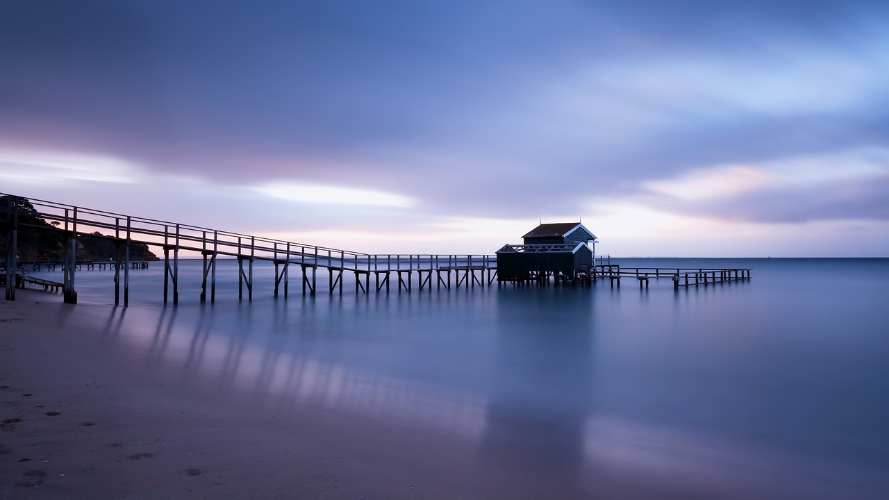 jetty beach sunset free photo