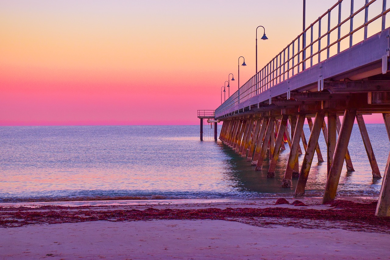 jetty beach sunset free photo