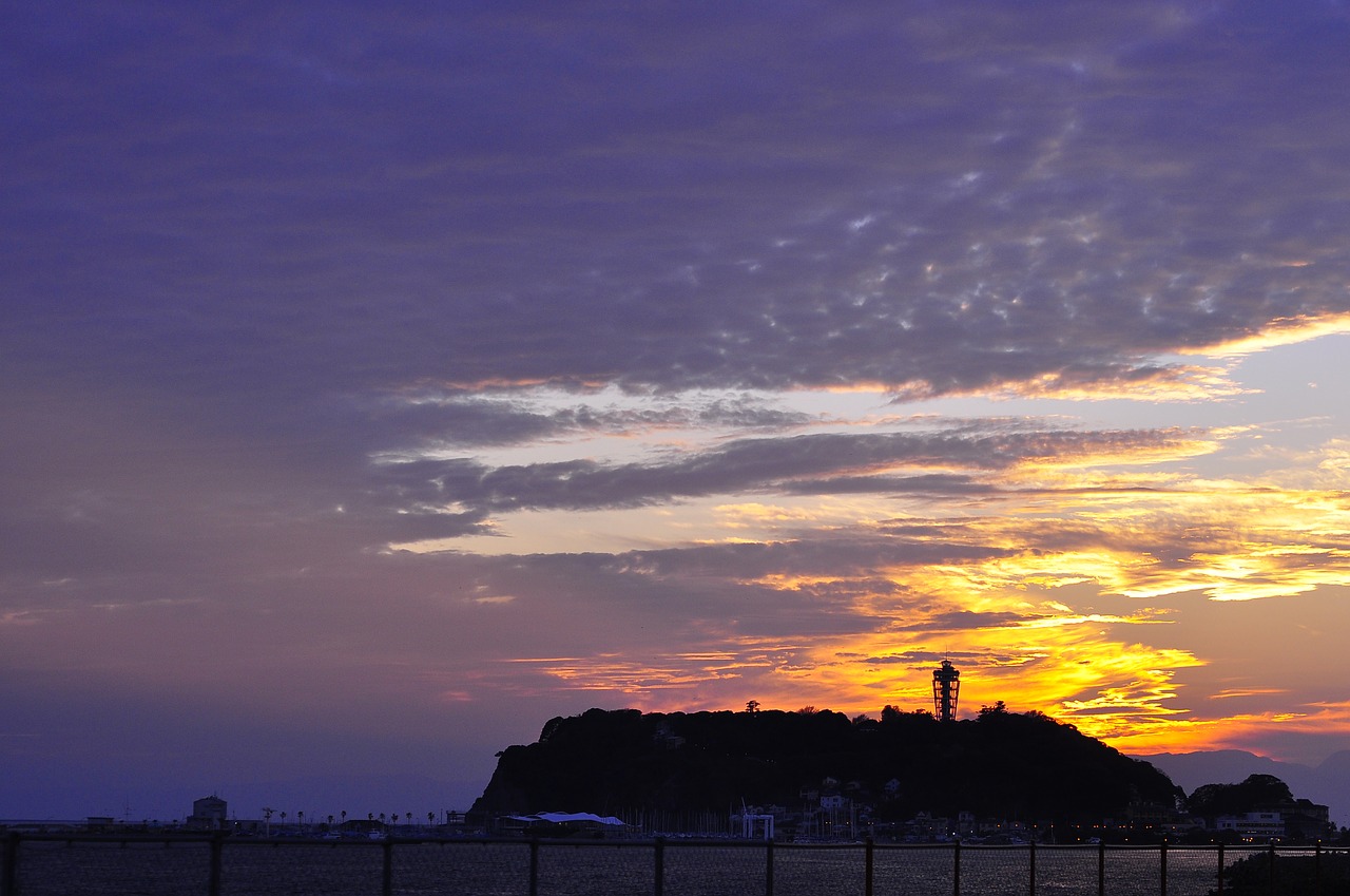 jiang techno island  enoshima  sunset free photo