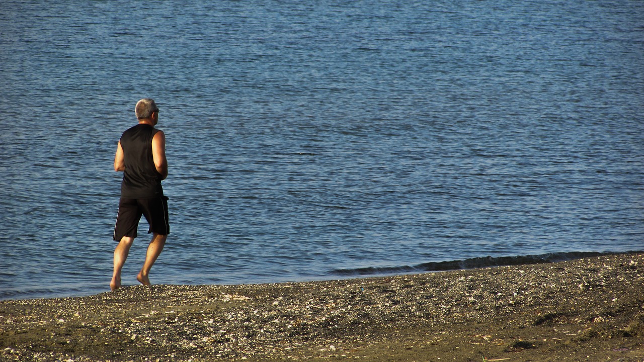 jogging man beach free photo