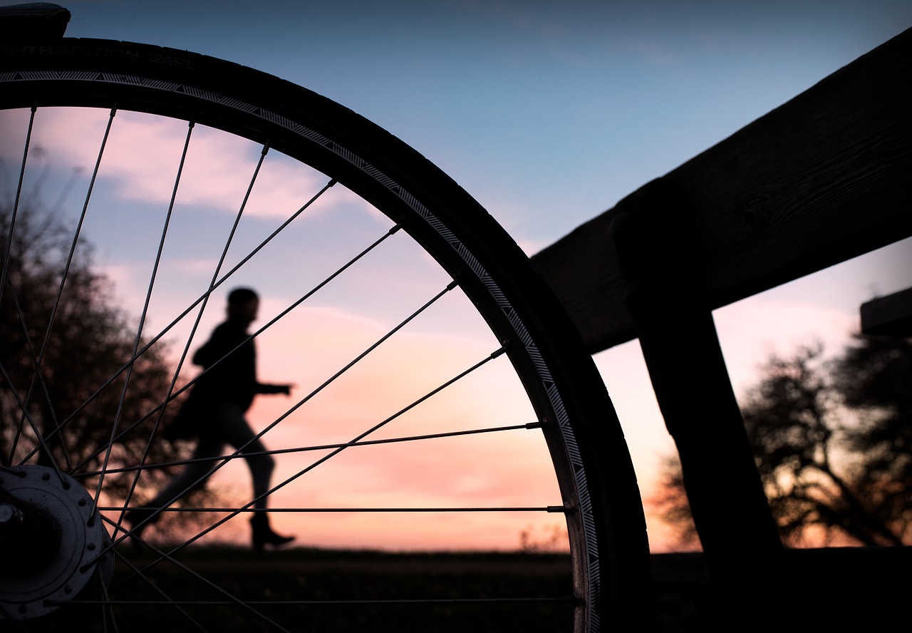 jogging sunset bike free photo