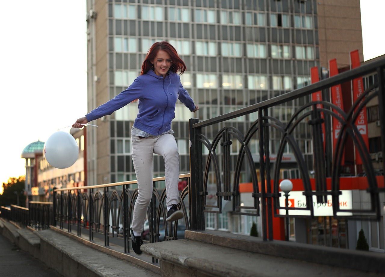 joy a walk through the city jump free photo