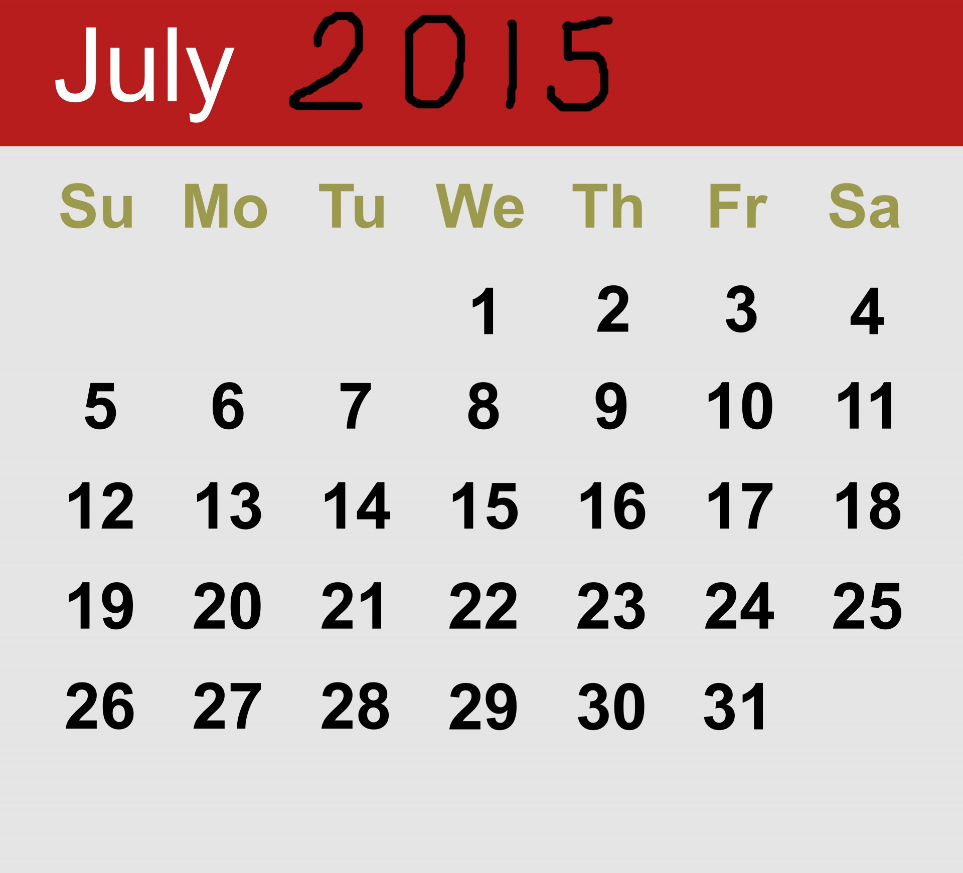 Edit free photo of Simple calendar july 2015 date needpix com