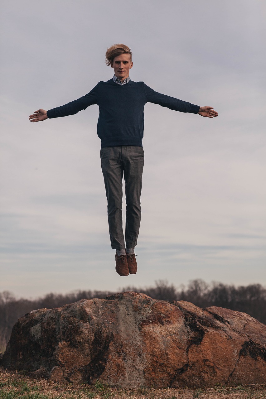 jump levitate man free photo