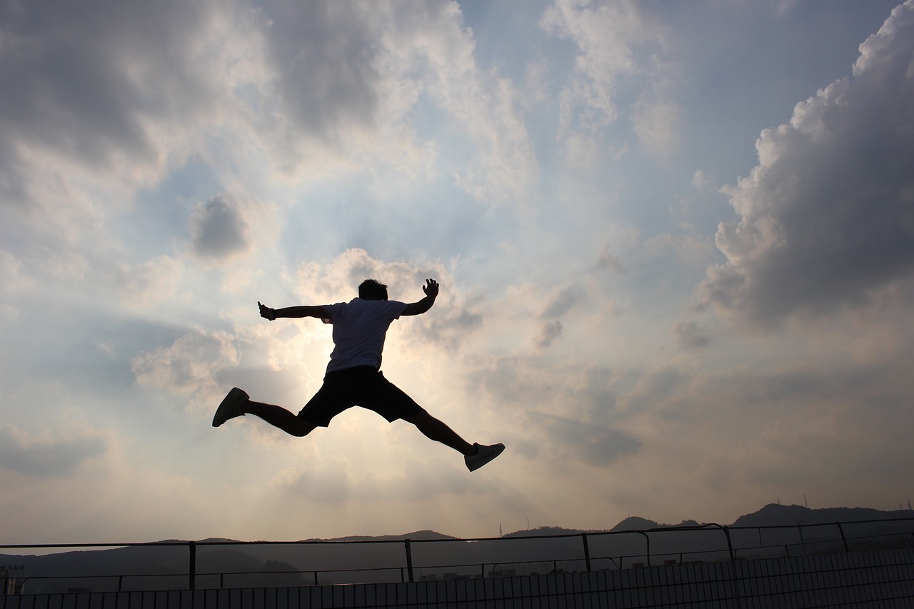 jump sunset black free photo