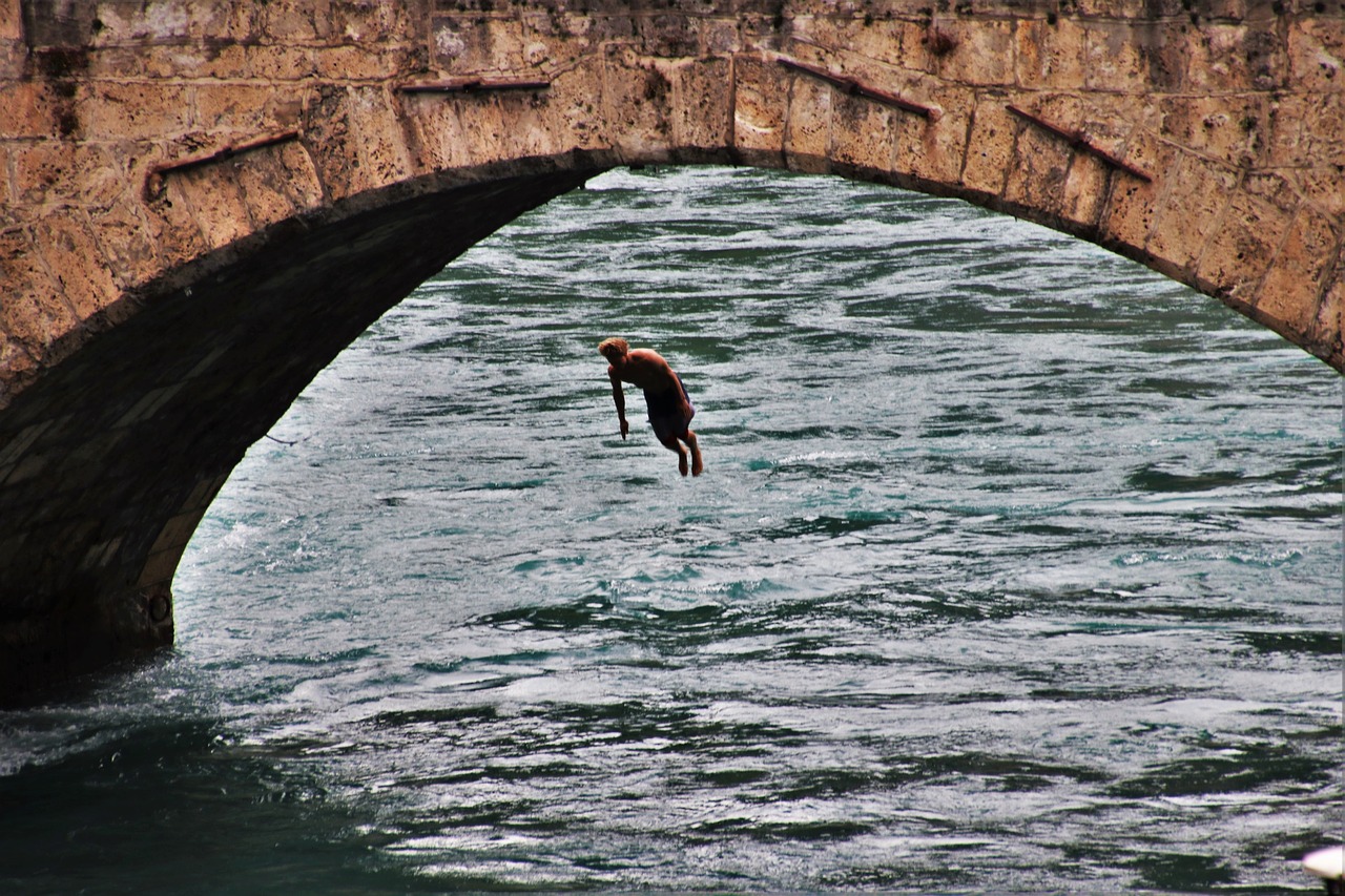 jump  bridge  river free photo