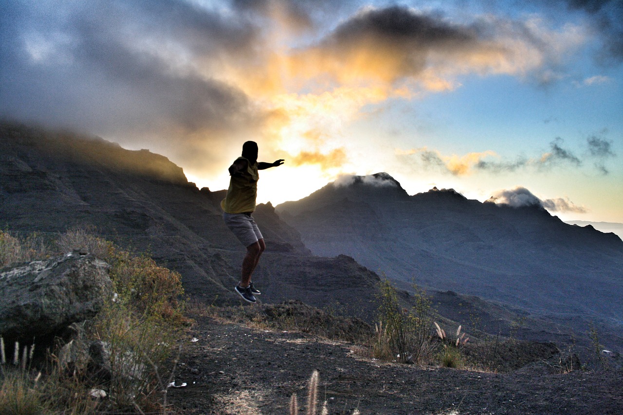 jump sunset people free photo