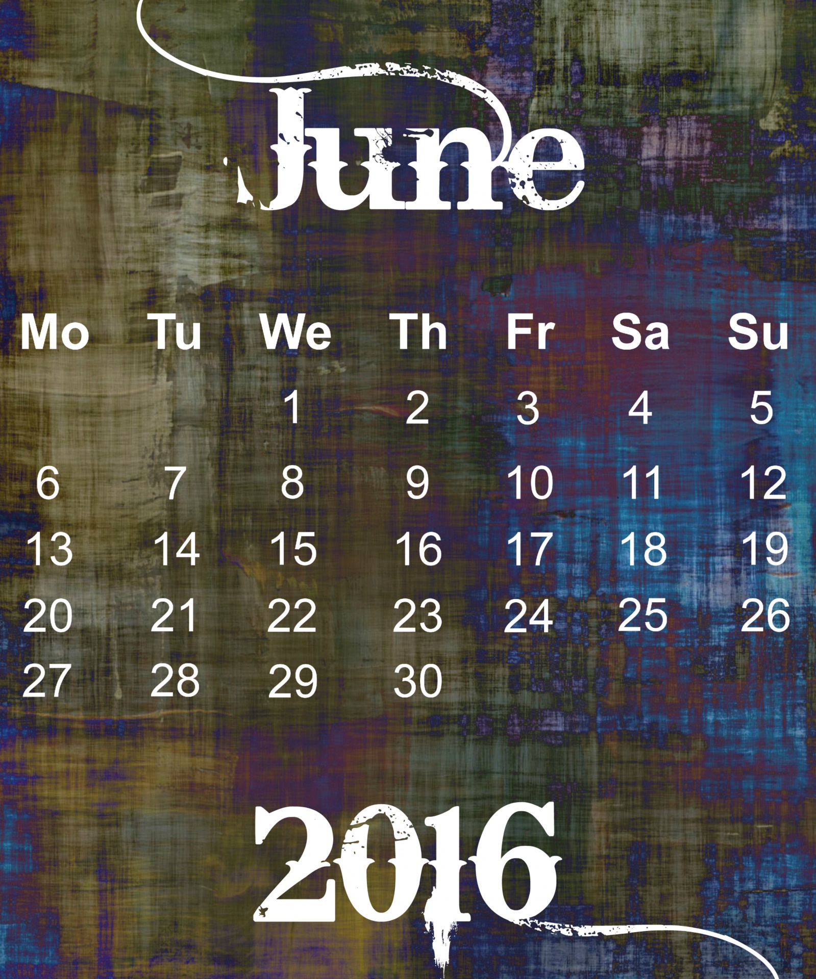 june 2016 calendar free photo