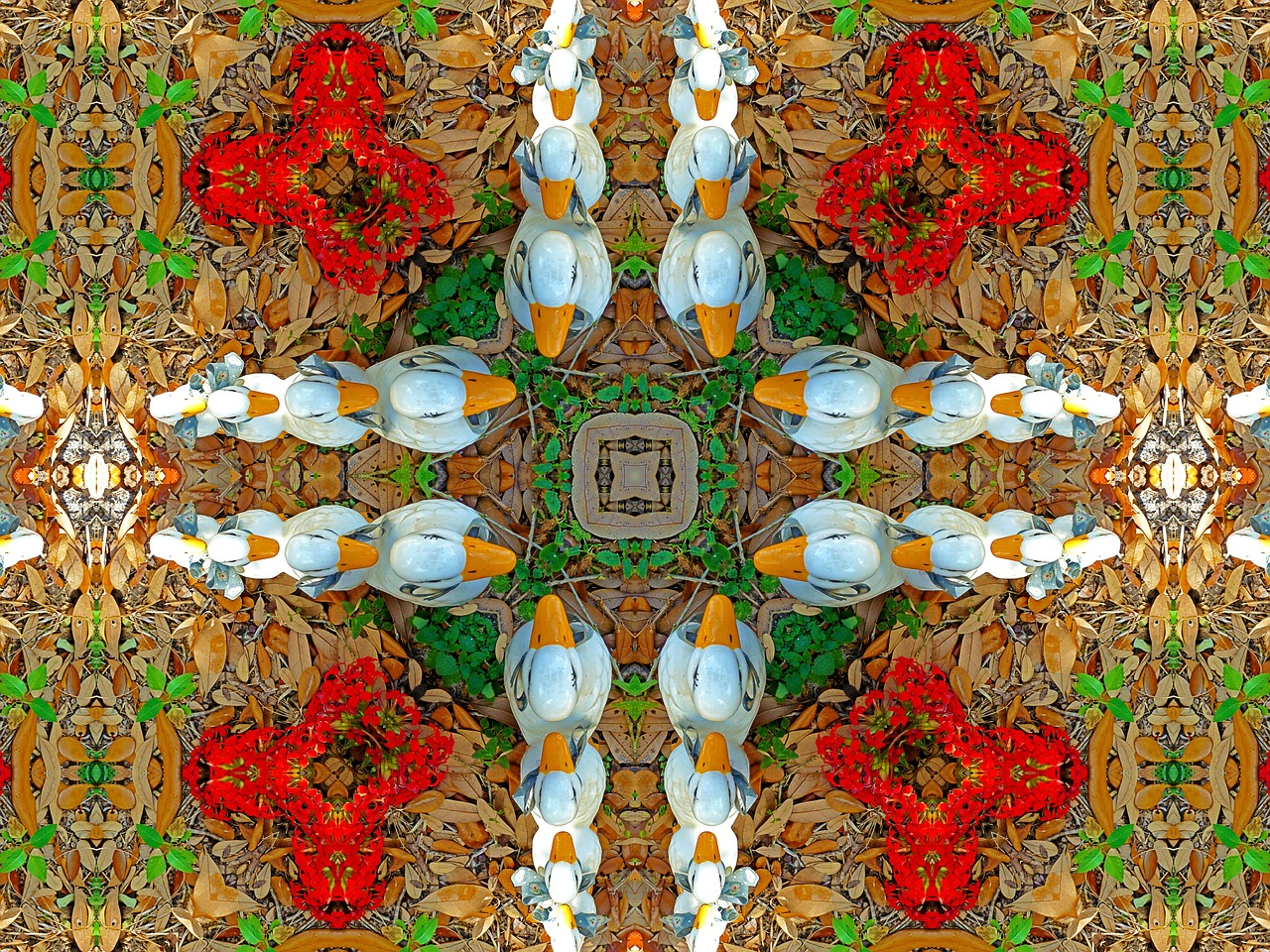 kaleidoscope design ducks free photo