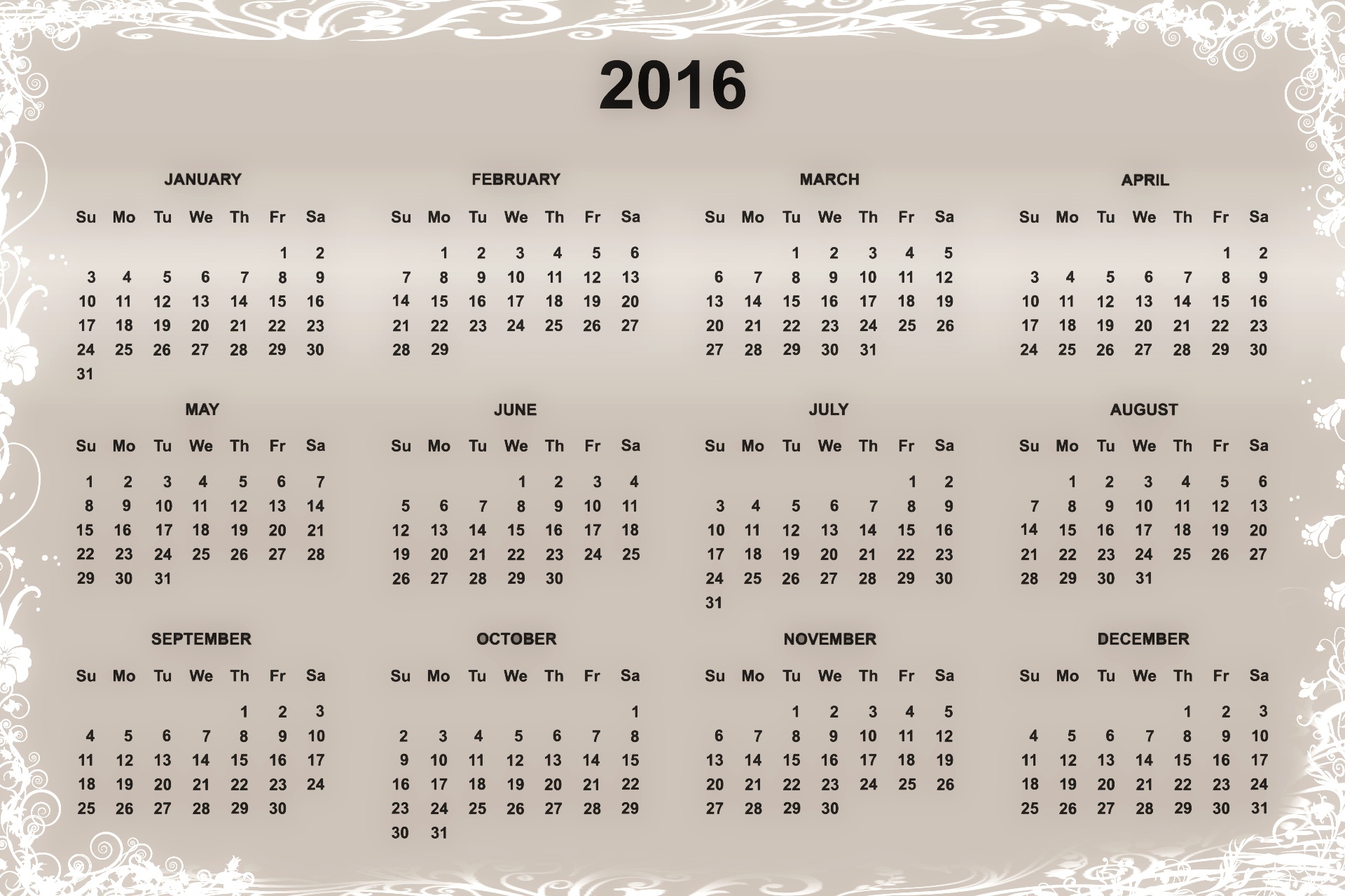 calendar 2016 2016 calendar free photo