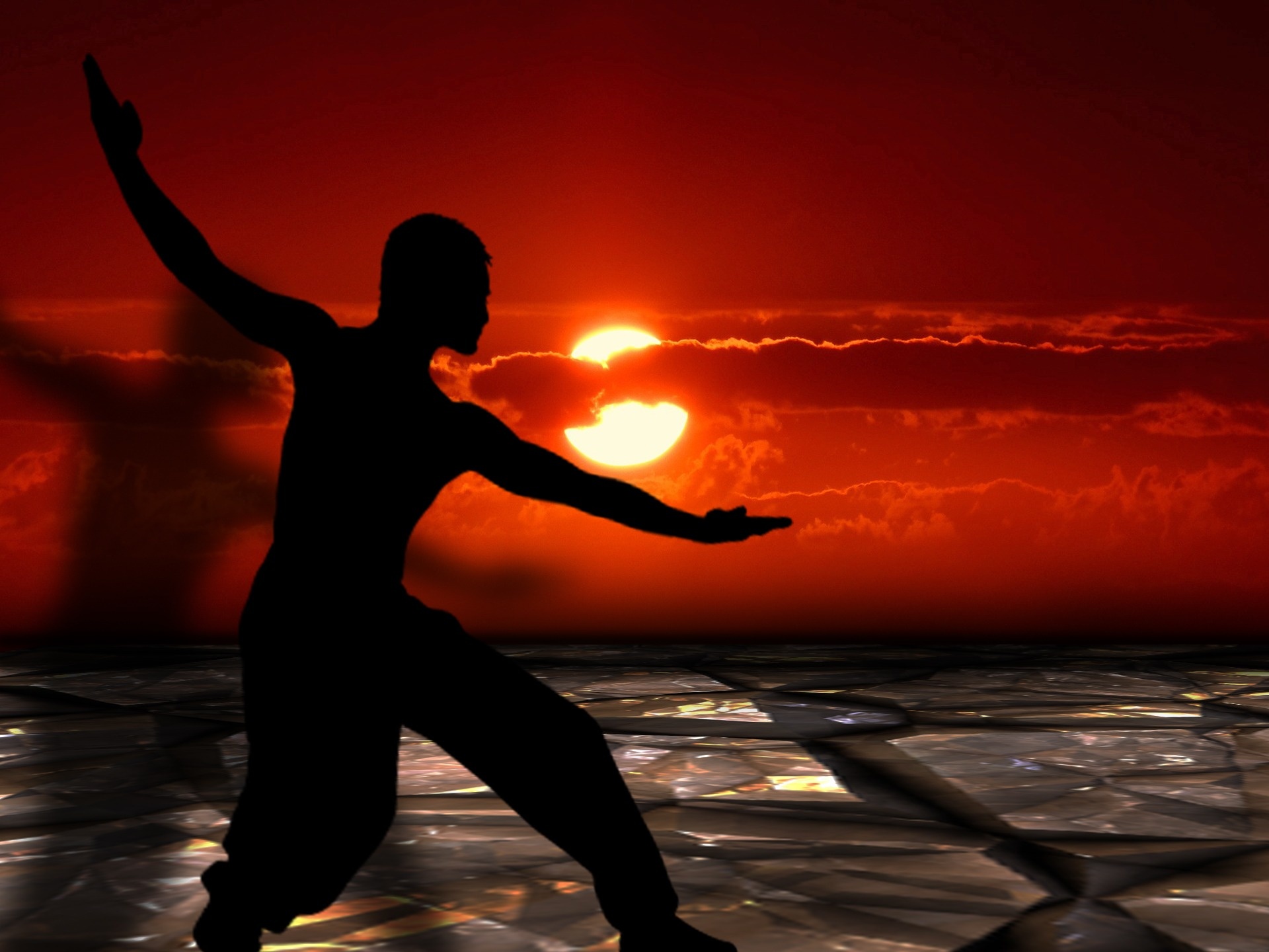 martial arts tai chi silhouettes free photo