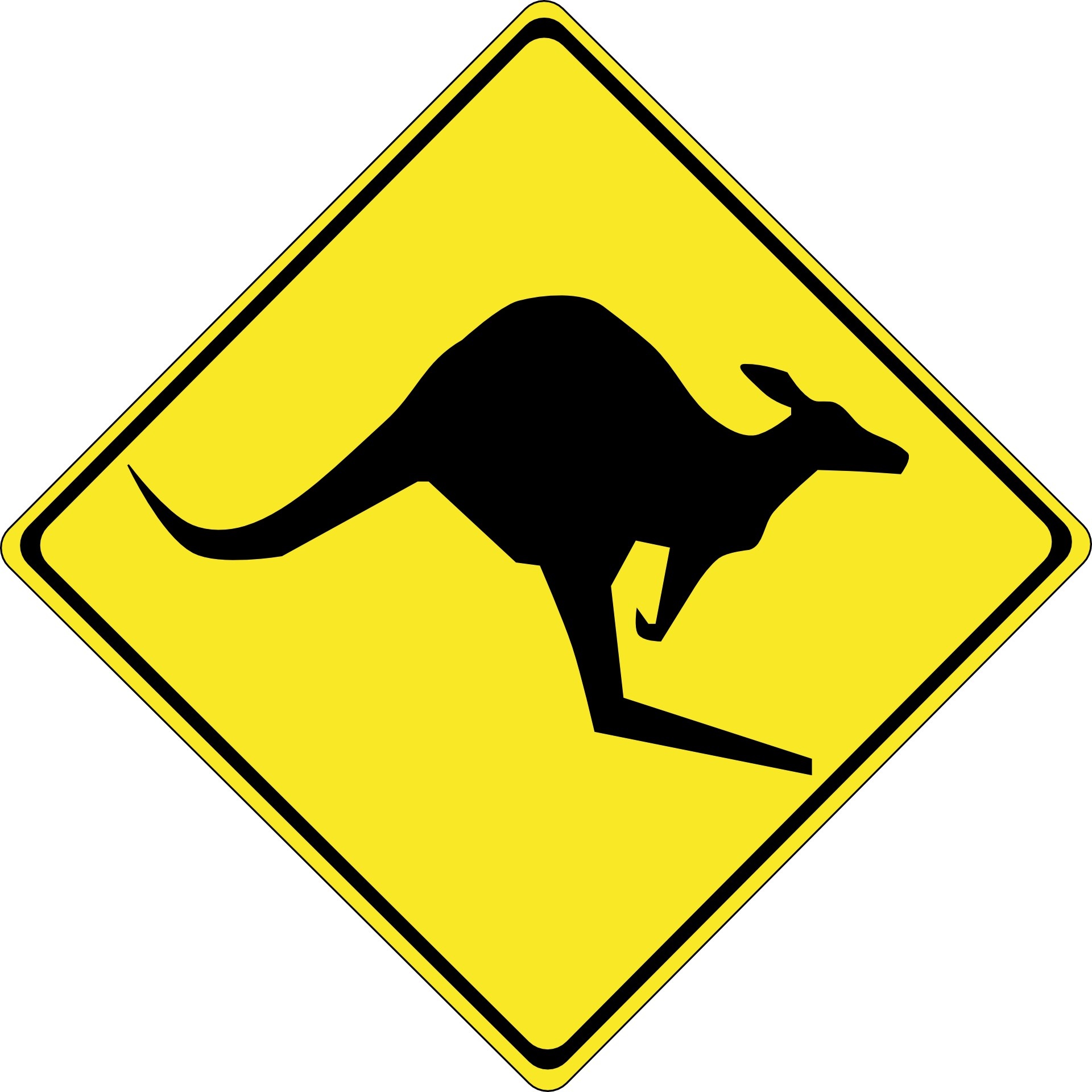 kangaroo crossing sign road sign free photo