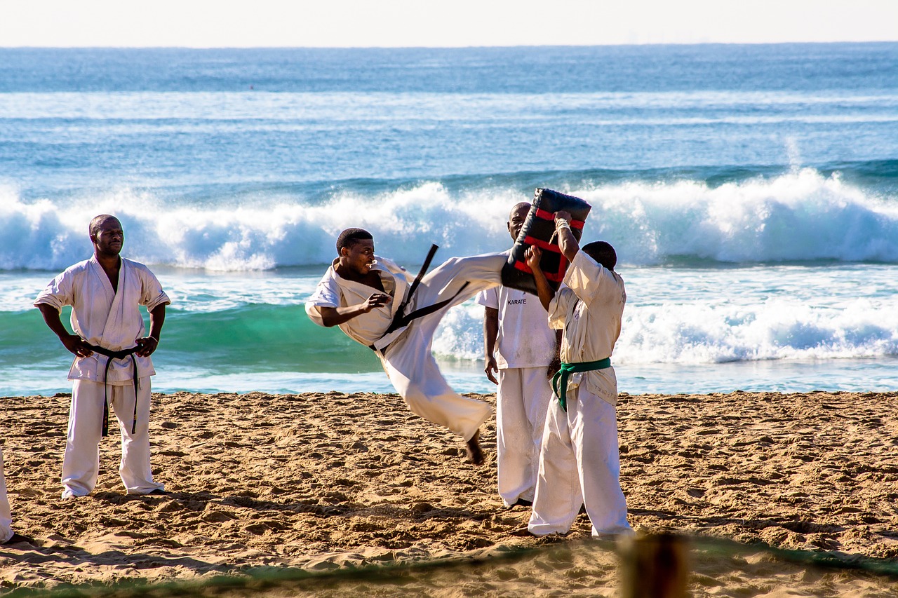 karate sport beach free photo