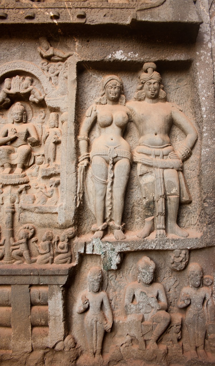 karla caves figures buddhism free photo