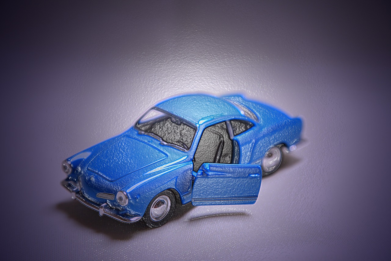 karman ghia model car blue free photo