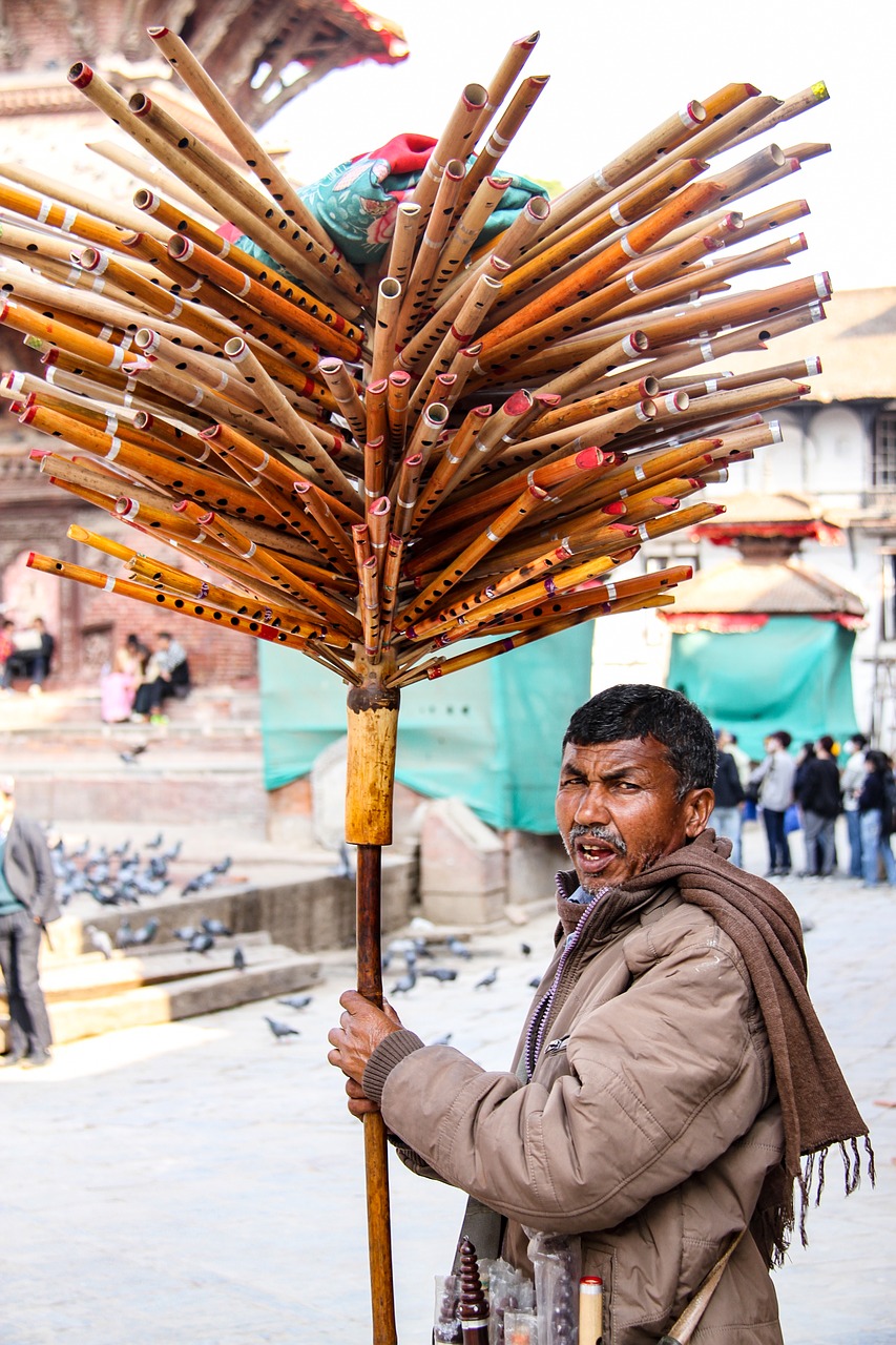 kathmandu  nepal  flute seller free photo